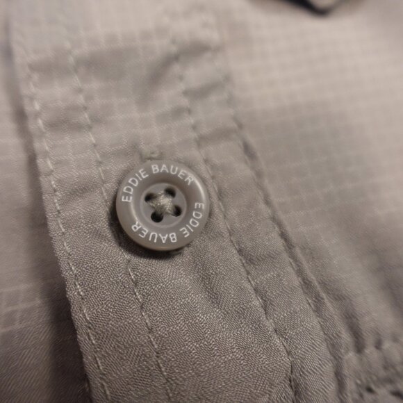 Eddie Bauer Short Sleeve Fishing Shirt Men’s Large Stone Gray Performance Vented - Picture 4 of 10